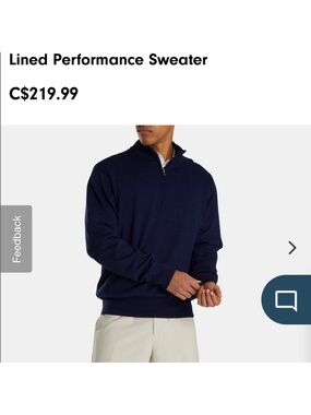NWOT Lined Performance Half-Zip Sweater - Grey